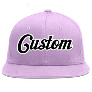 Casquette de baseball de sport personnalisée, violet clair, noir et blanc, avec avant-toit plat