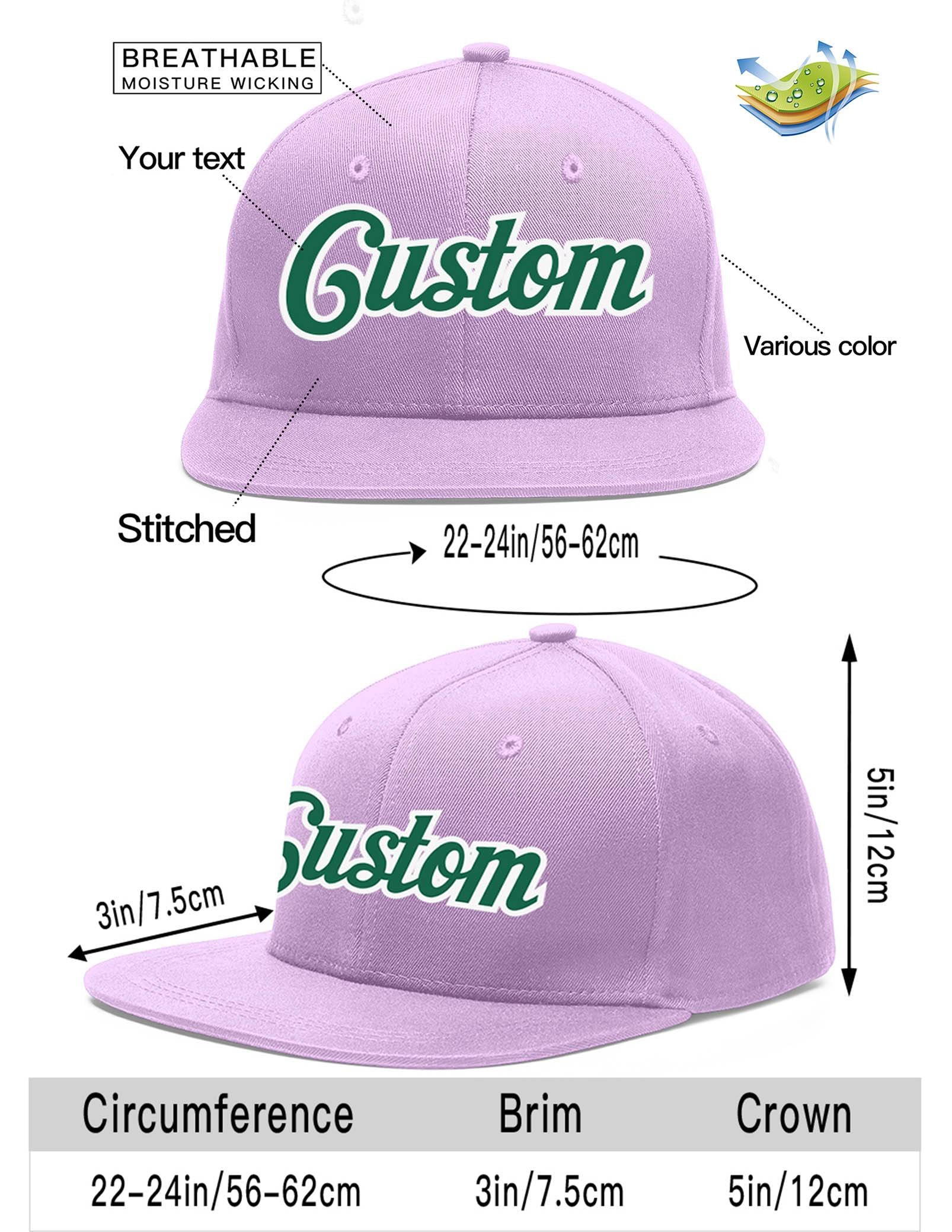 Custom Light Purple Kelly Green-White Flat Eaves Sport Baseball Cap