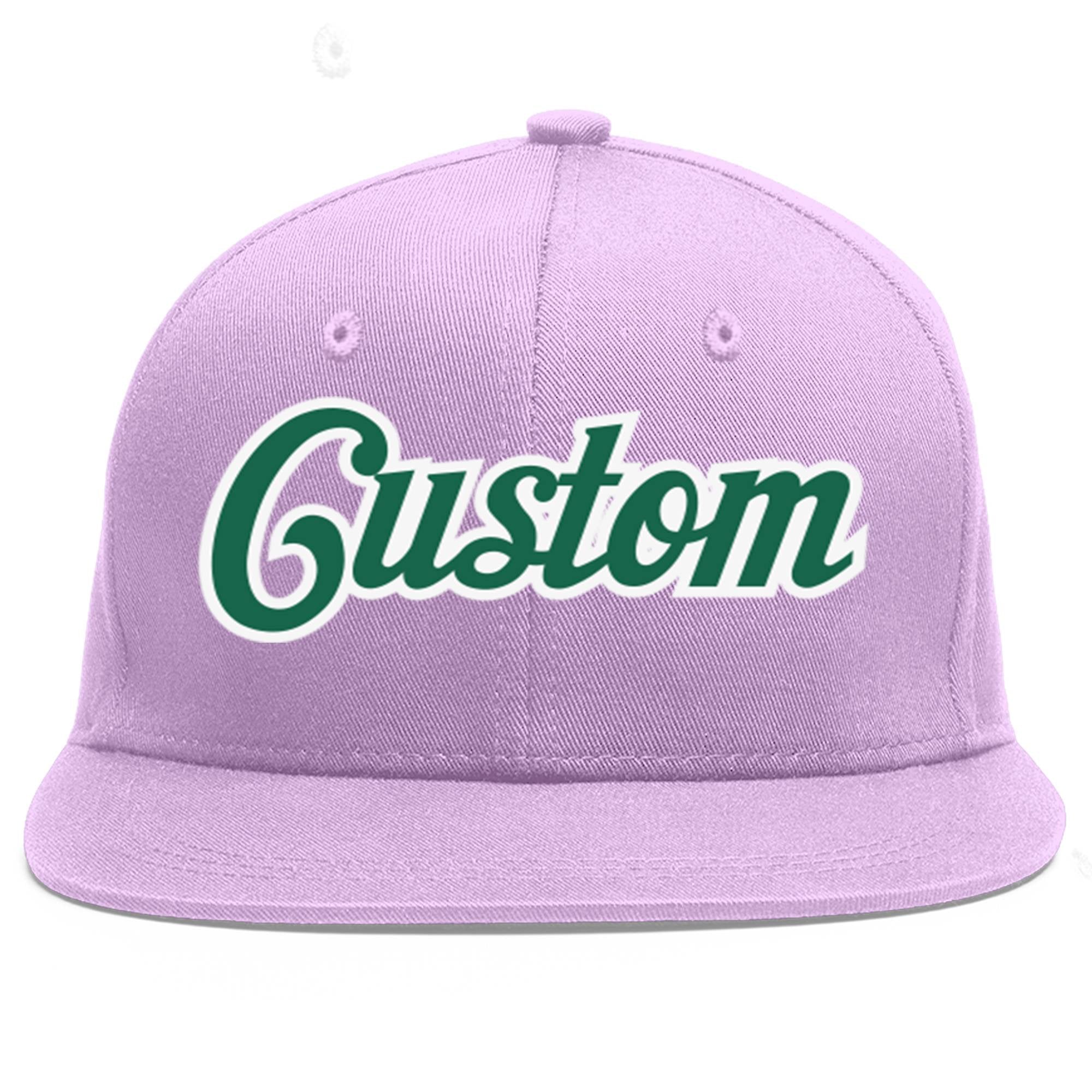 Custom Light Purple Kelly Green-White Flat Eaves Sport Baseball Cap