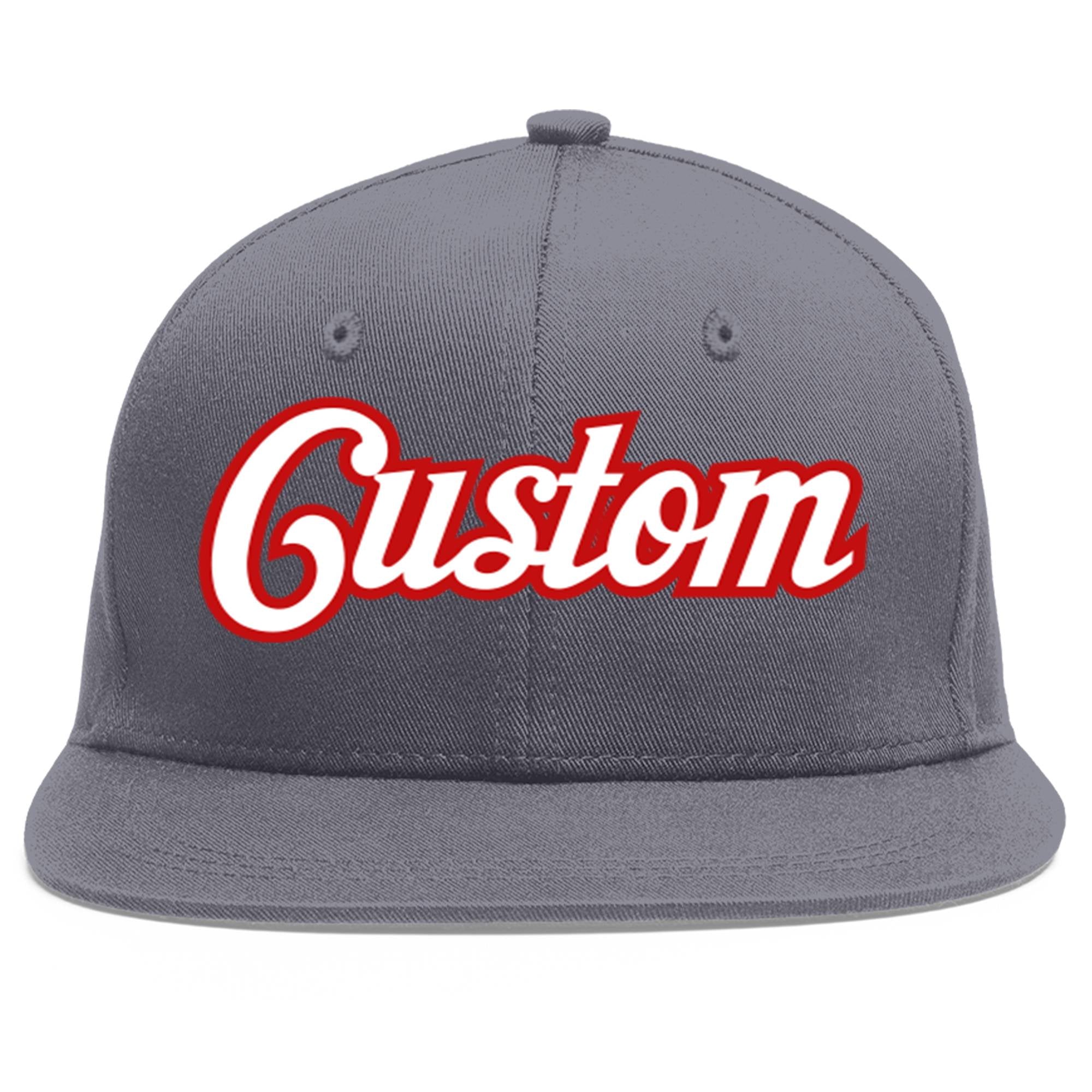 Casquette de baseball sport personnalisée gris foncé blanc-rouge