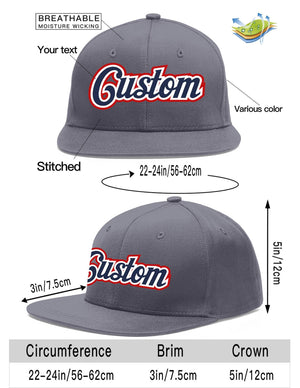 Custom Dark Gray Navy-White Flat Eaves Sport Baseball Cap