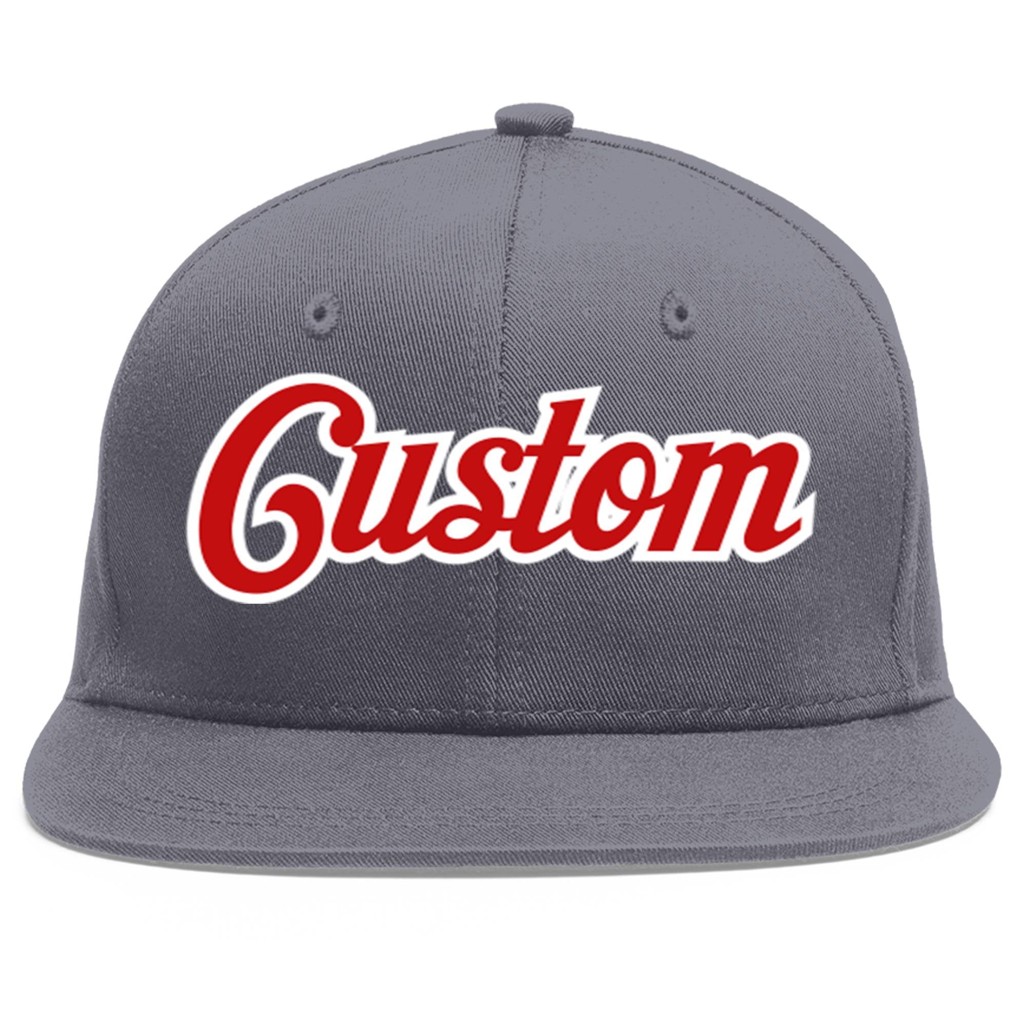 Casquette de baseball sport personnalisée gris foncé rouge-blanc