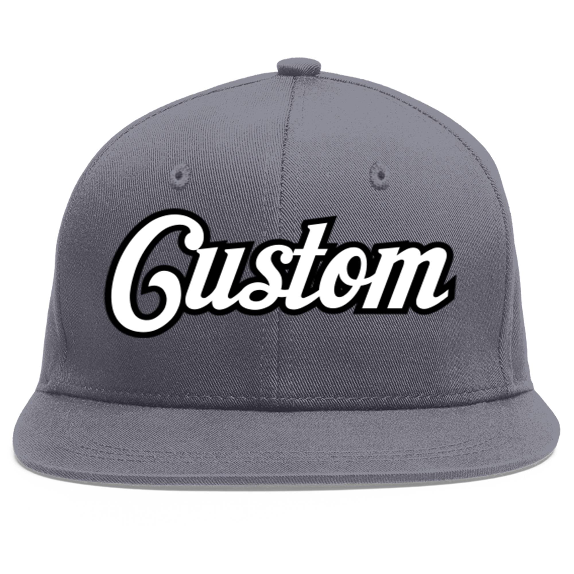 Casquette de baseball sport personnalisée gris foncé blanc-noir Flat Eaves