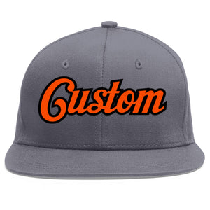 Casquette de baseball sport personnalisée gris foncé orange-noir Flat Eaves