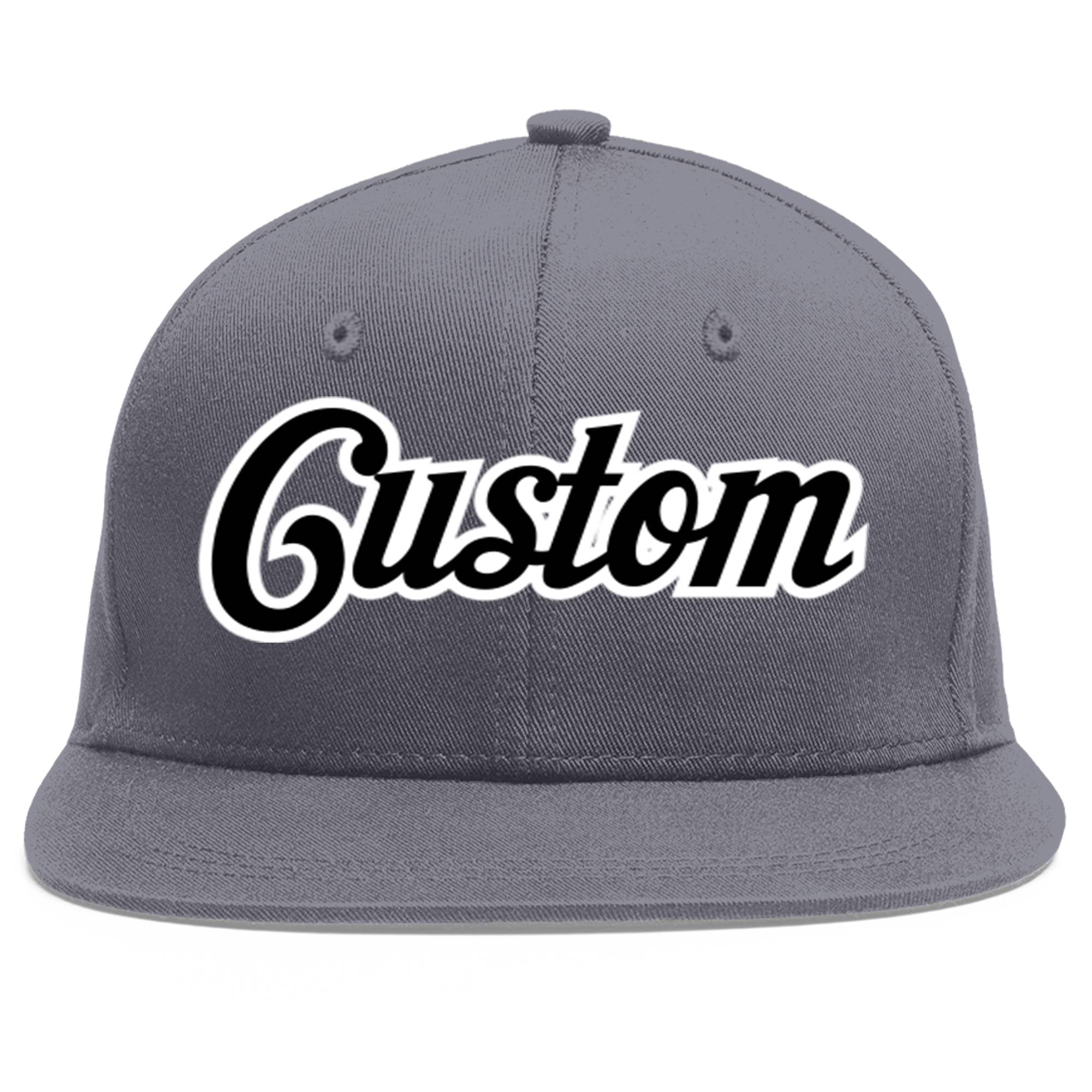 Casquette de baseball sport personnalisée gris foncé noir-blanc