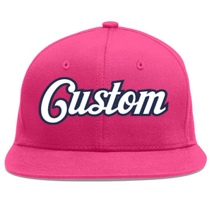 Casquette de baseball sport personnalisée Rose rouge blanc-marine Flat Eaves