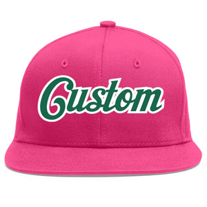 Casquette de baseball personnalisée Rose Red Kelly vert-blanc avec avant-toit plat