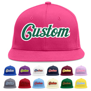 Casquette de baseball personnalisée Rose Red Kelly vert-blanc avec avant-toit plat