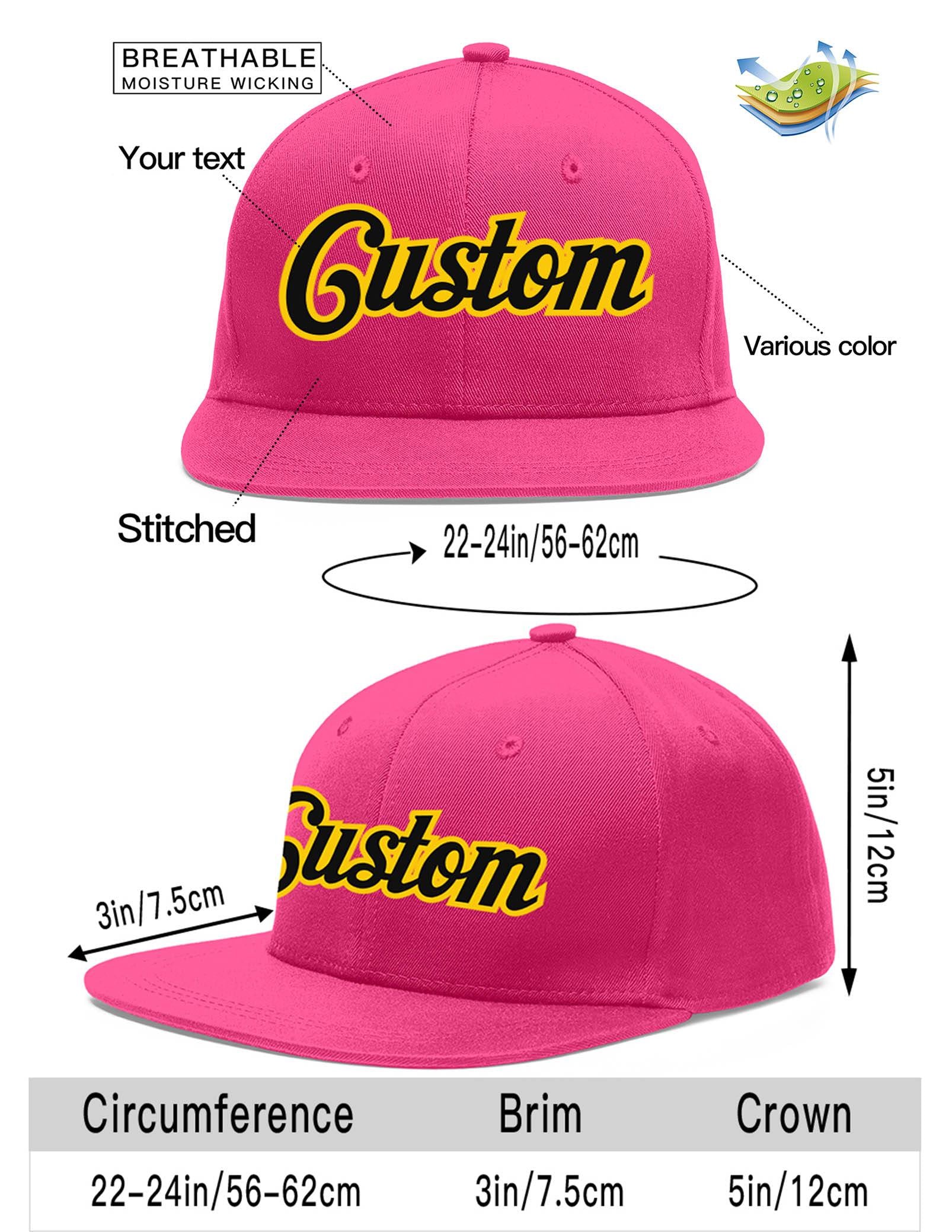 Custom Rose Red Black-Gold Flat Eaves Sport Baseball Cap