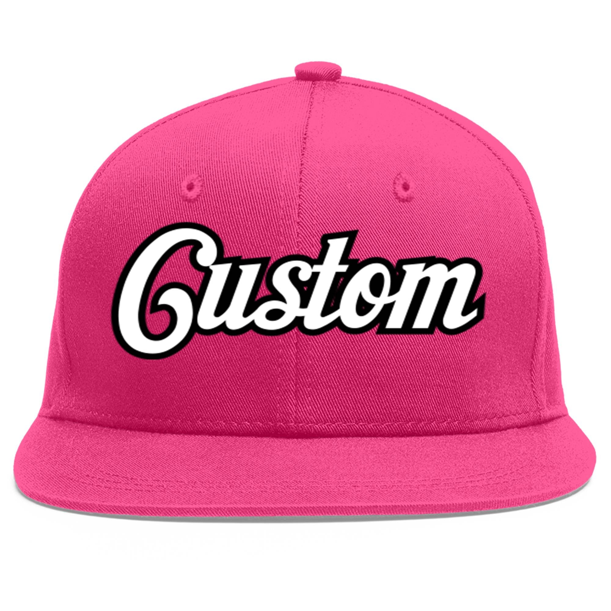 Casquette de baseball sport personnalisée Rose rouge blanc-noir Flat Eaves