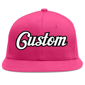 Casquette de baseball sport personnalisée Rose rouge blanc-noir Flat Eaves