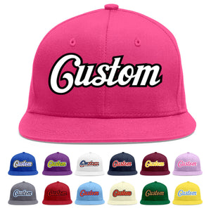 Casquette de baseball sport personnalisée Rose rouge blanc-noir Flat Eaves