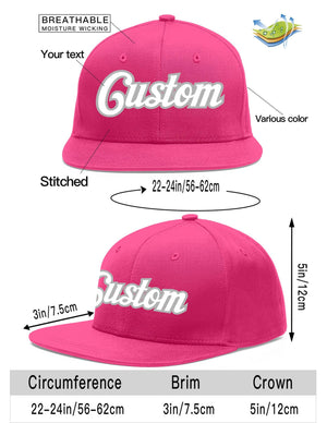 Custom Rose Red White-Gray Flat Eaves Sport Baseball Cap