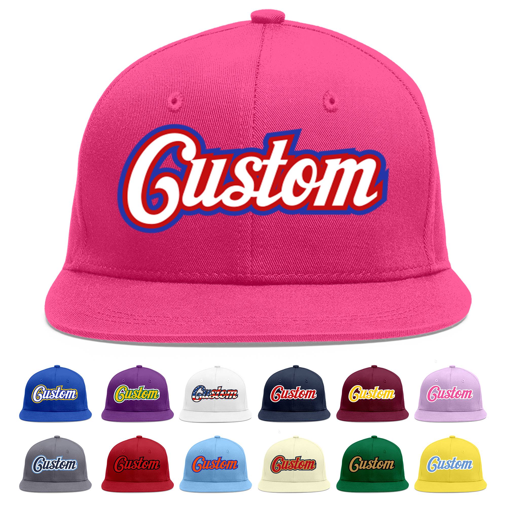 Custom Rose Red White-Red Flat Eaves Sport Baseball Cap