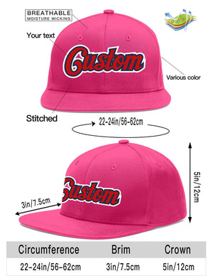 Custom Rose Red Red-Navy Flat Eaves Sport Baseball Cap