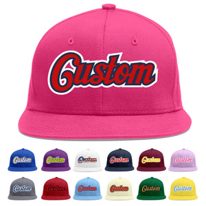 Custom Rose Red Red-Navy Flat Eaves Sport Baseball Cap