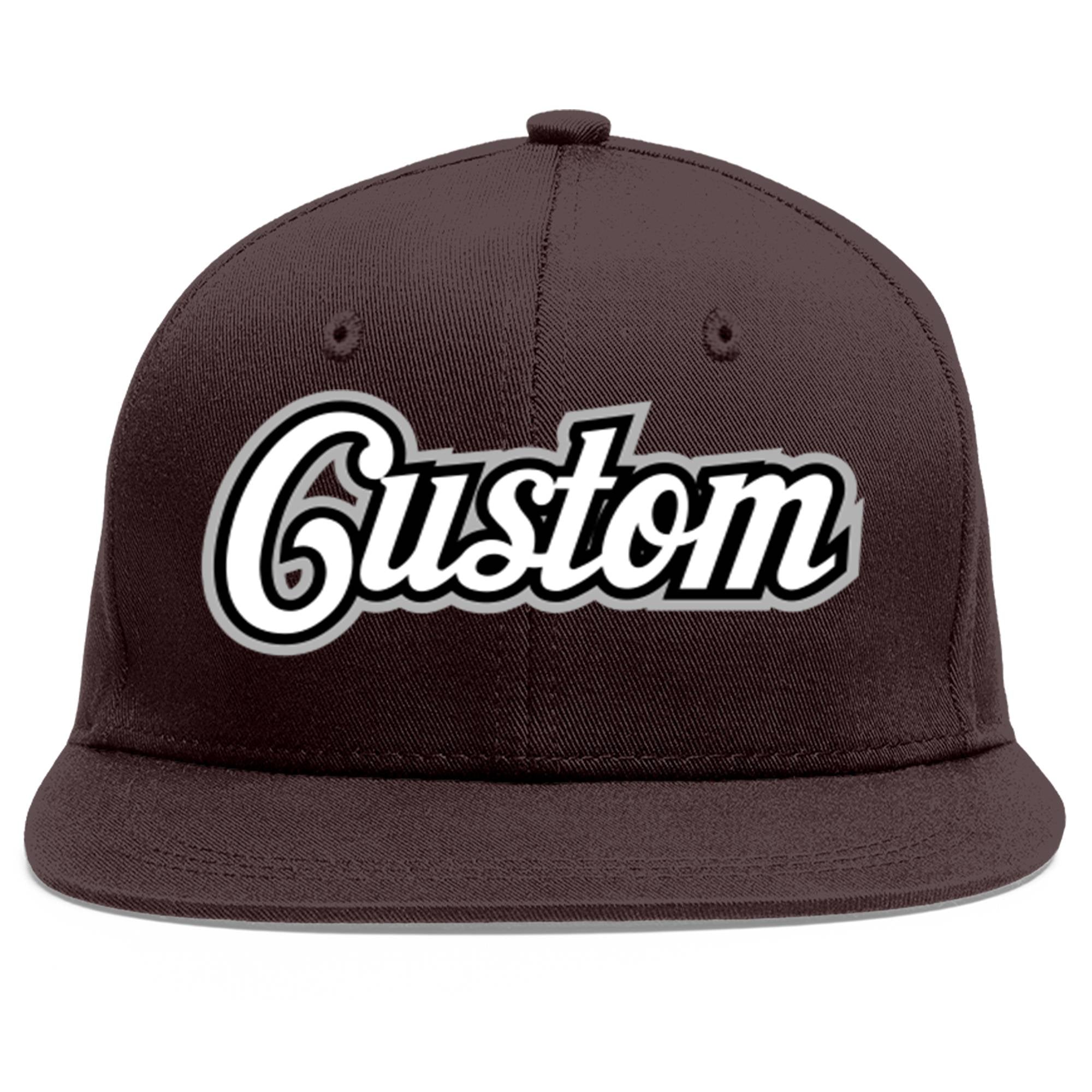 Casquette de baseball sport personnalisée marron blanc-noir Flat Eaves