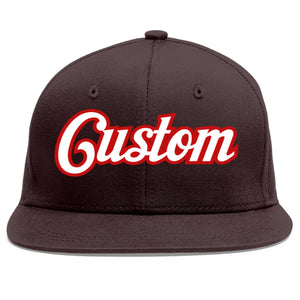 Casquette de baseball sport personnalisée marron blanc-rouge Flat Eaves