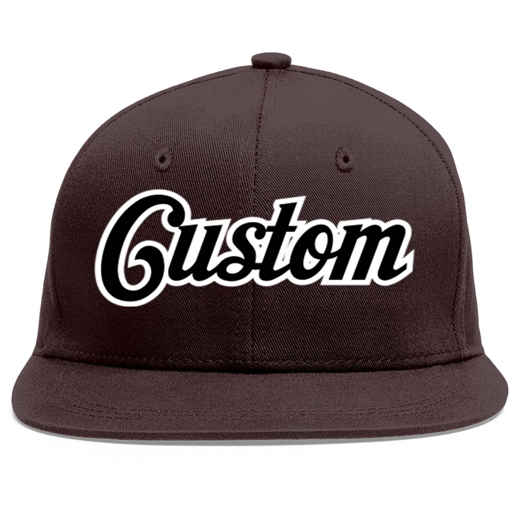 Casquette de baseball sport personnalisée marron noir-blanc Flat Eaves