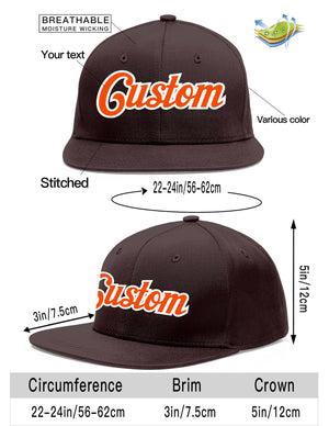 Custom Brown Orange-White Flat Eaves Sport Baseball Cap