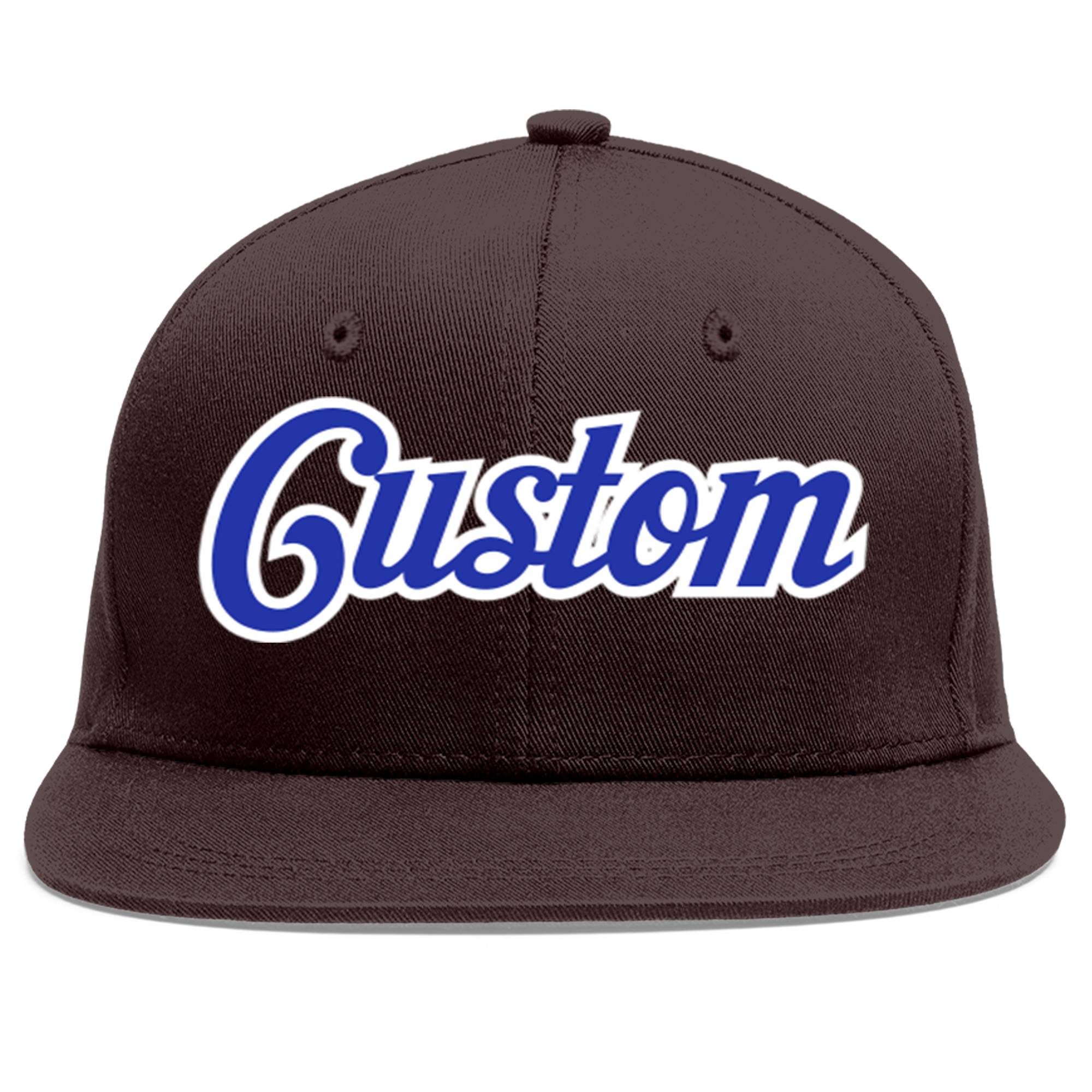 Casquette de baseball sport personnalisée marron Royal-White Flat Eaves