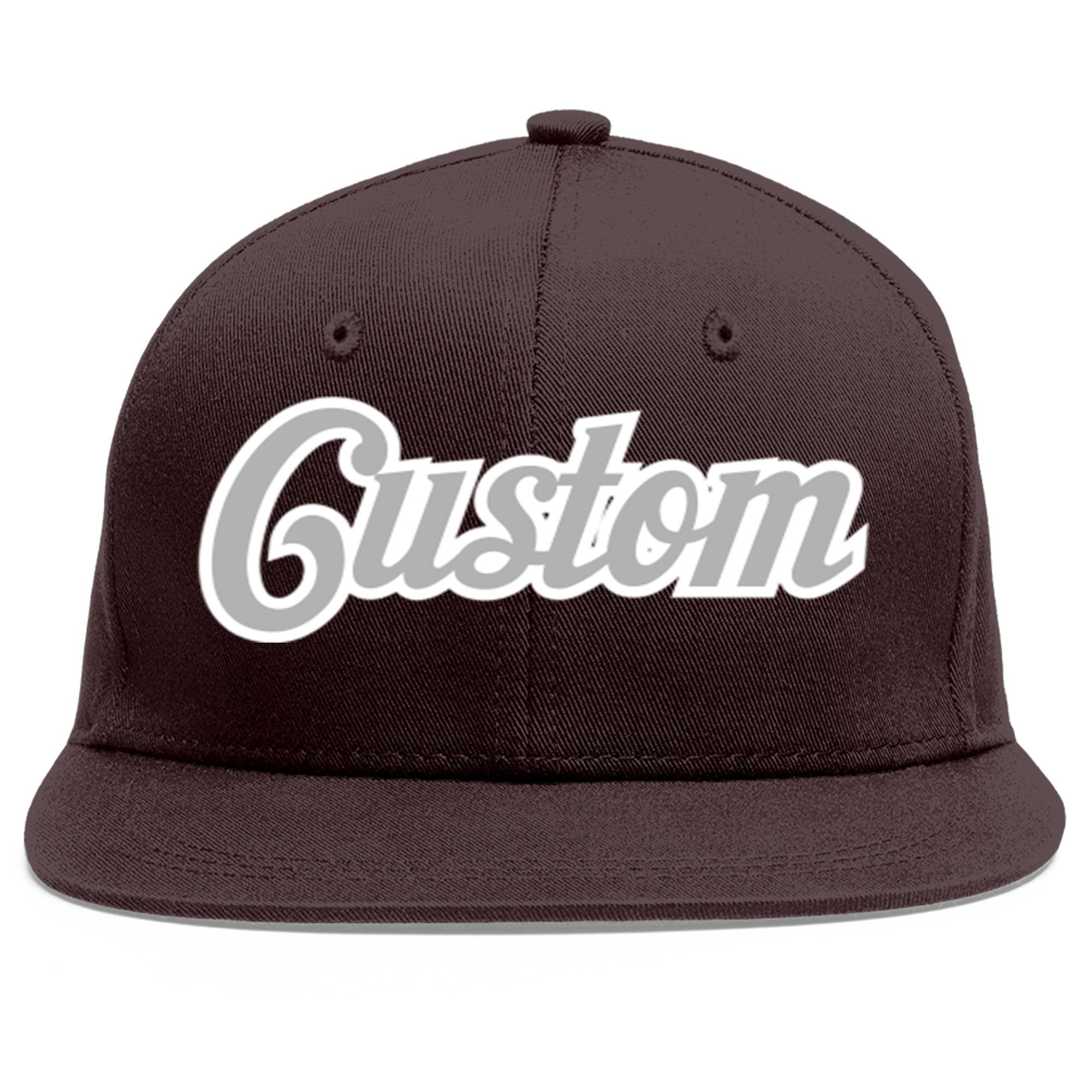 Casquette de baseball sport personnalisée marron gris-blanc Flat Eaves