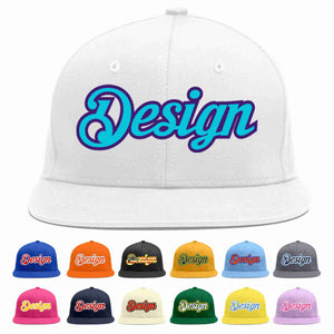 Custom White Light Blue-purple Flat Eaves Sport Baseball Cap Design for Men/Women/Youth