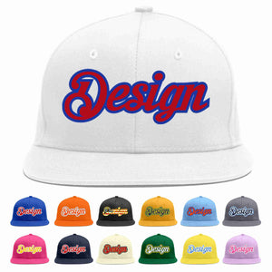 Custom White Red-Royal Flat Eaves Sport Baseball Cap Design for Men/Women/Youth