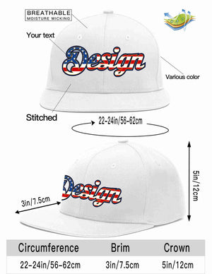 Custom White Vintage USA Flag-Gold Flat Eaves Sport Baseball Cap Design for Men/Women/Youth