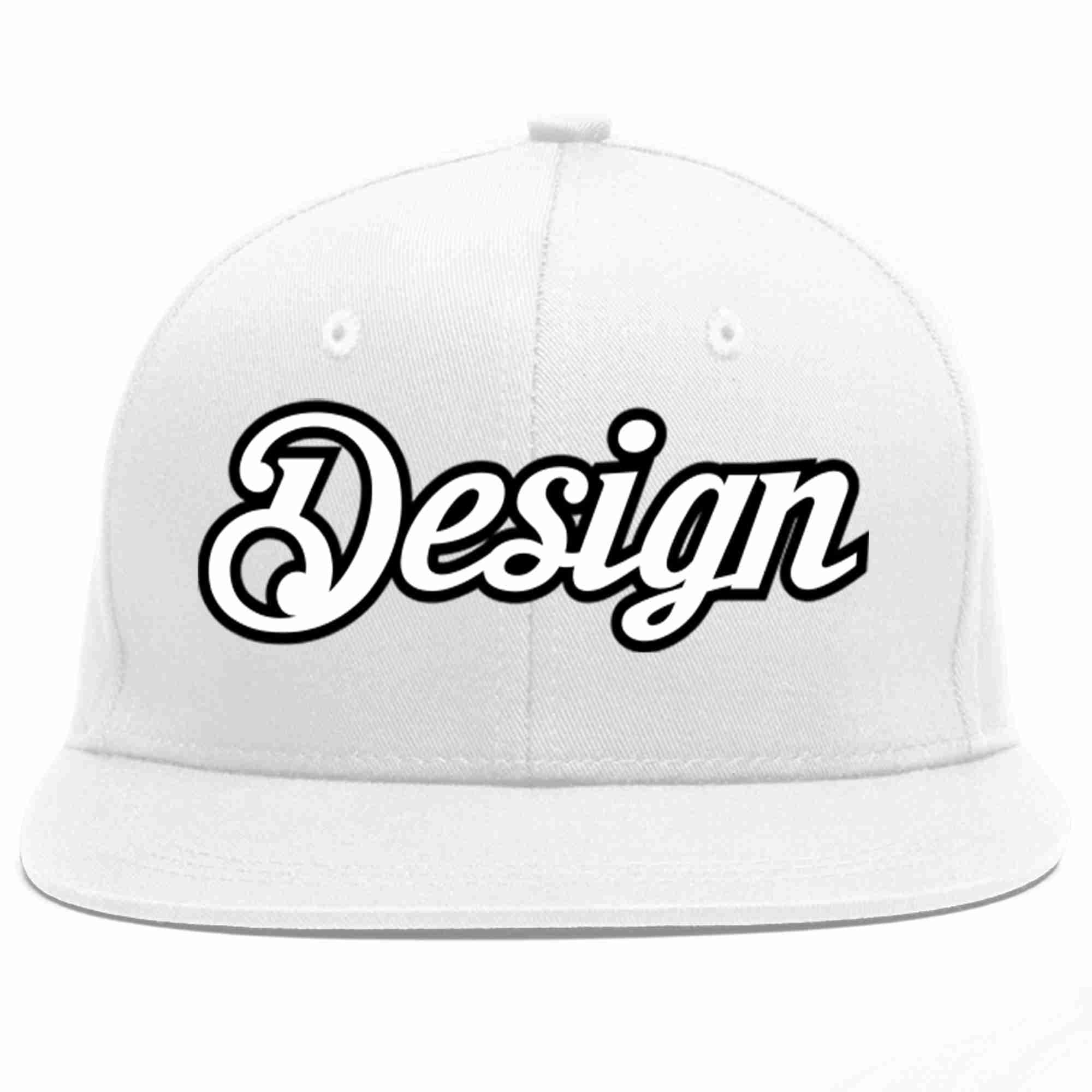 Custom White White-Black Flat Eaves Sport Baseball Cap Design for Men/Women/Youth