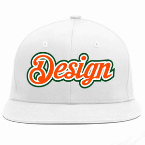 Custom White Orange-White Flat Eaves Sport Baseball Cap Design for Men/Women/Youth