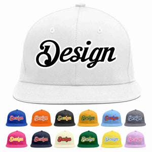 Custom White Black-White Flat Eaves Sport Baseball Cap Design for Men/Women/Youth