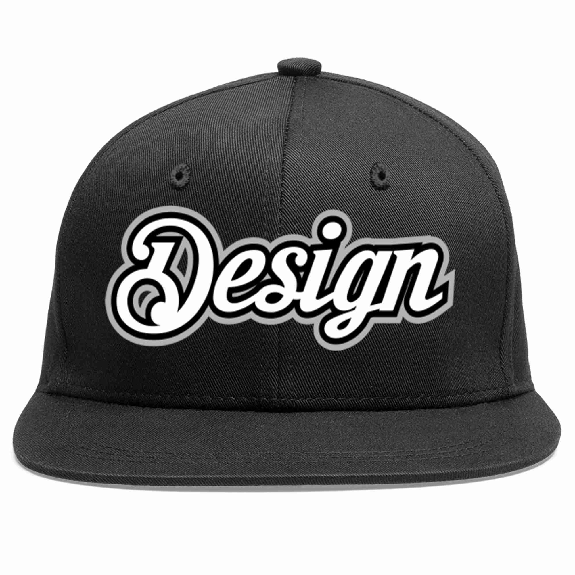 Custom Black White-Black Flat Eaves Sport Baseball Cap Design for Men/Women/Youth