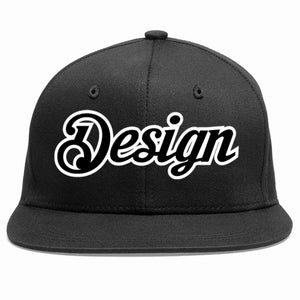 Custom Black Black-White Flat Eaves Sport Baseball Cap Design for Men/Women/Youth