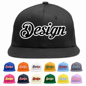 Custom Black Black-White Flat Eaves Sport Baseball Cap Design for Men/Women/Youth