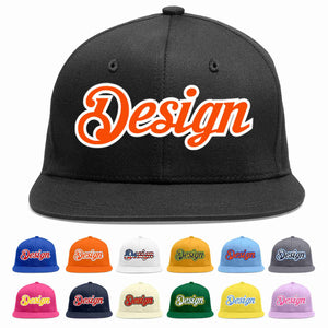 Conception personnalisée de casquette de baseball de sport à avant-toit plat noir orange-blanc pour hommes/femmes/jeunes