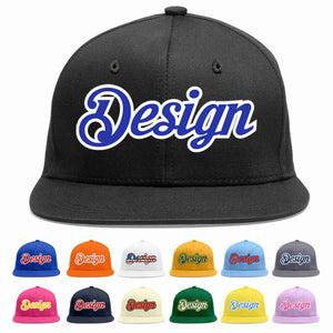 Custom Black Royal-White Flat Eaves Sport Baseball Cap Design for Men/Women/Youth