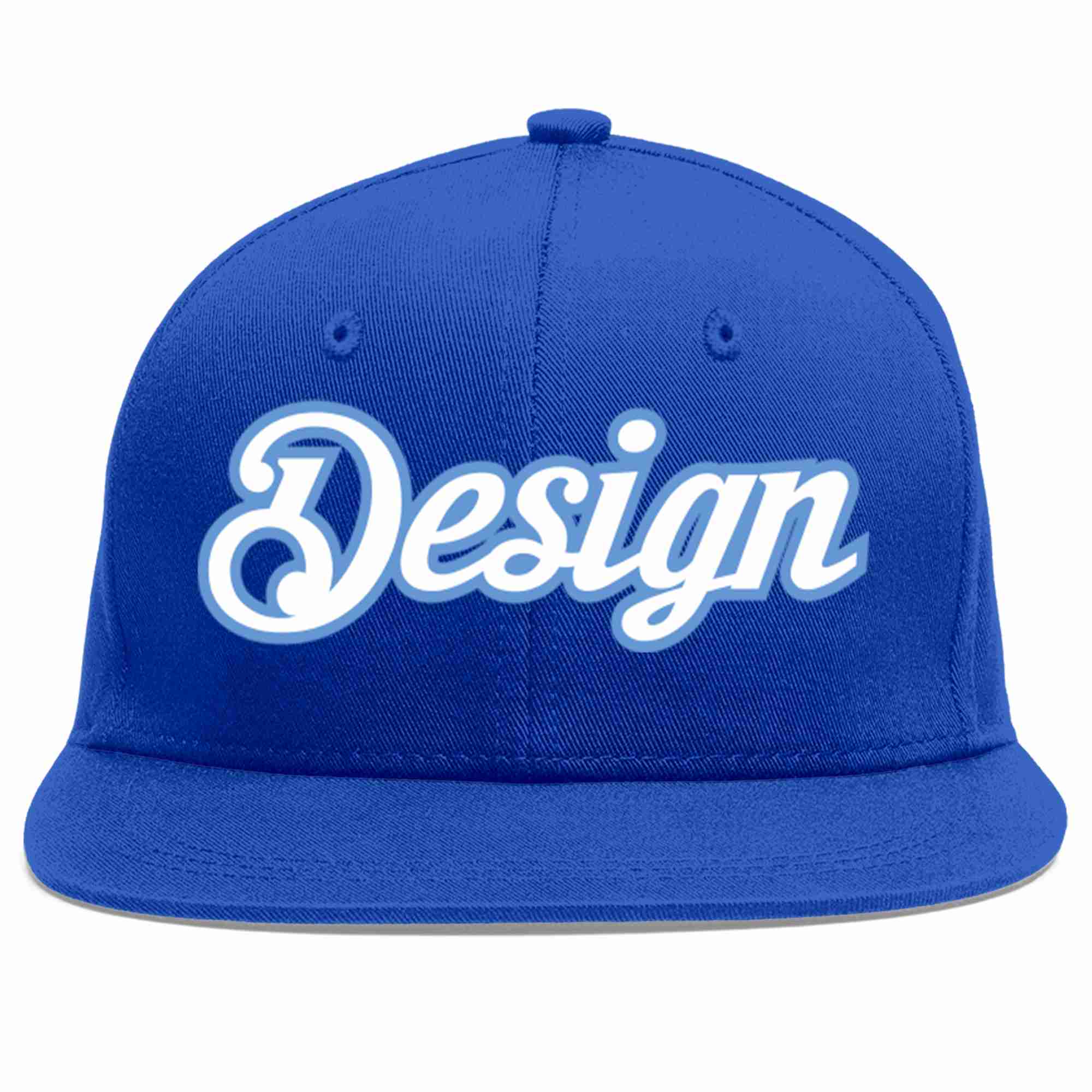 Custom Royal White-Light Blue Flat Eaves Sport Baseball Cap Design for Men/Women/Youth