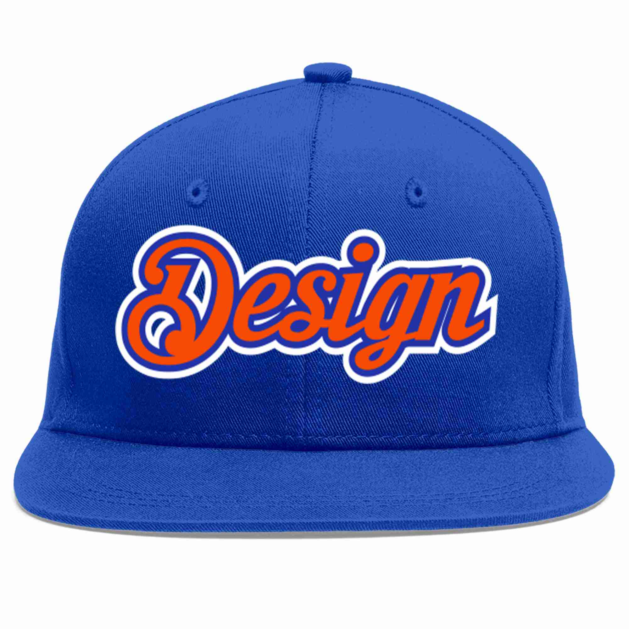 Custom Royal Orange-Royal Flat Eaves Sport Baseball Cap Design for Men/Women/Youth