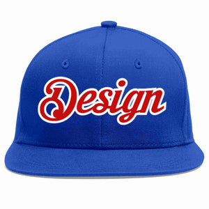 Custom Royal Red-White Flat Eaves Sport Baseball Cap Design for Men/Women/Youth