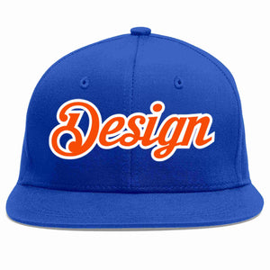 Casquette de baseball personnalisée Royal Orange-White Flat Eaves Sport pour hommes/femmes/jeunes