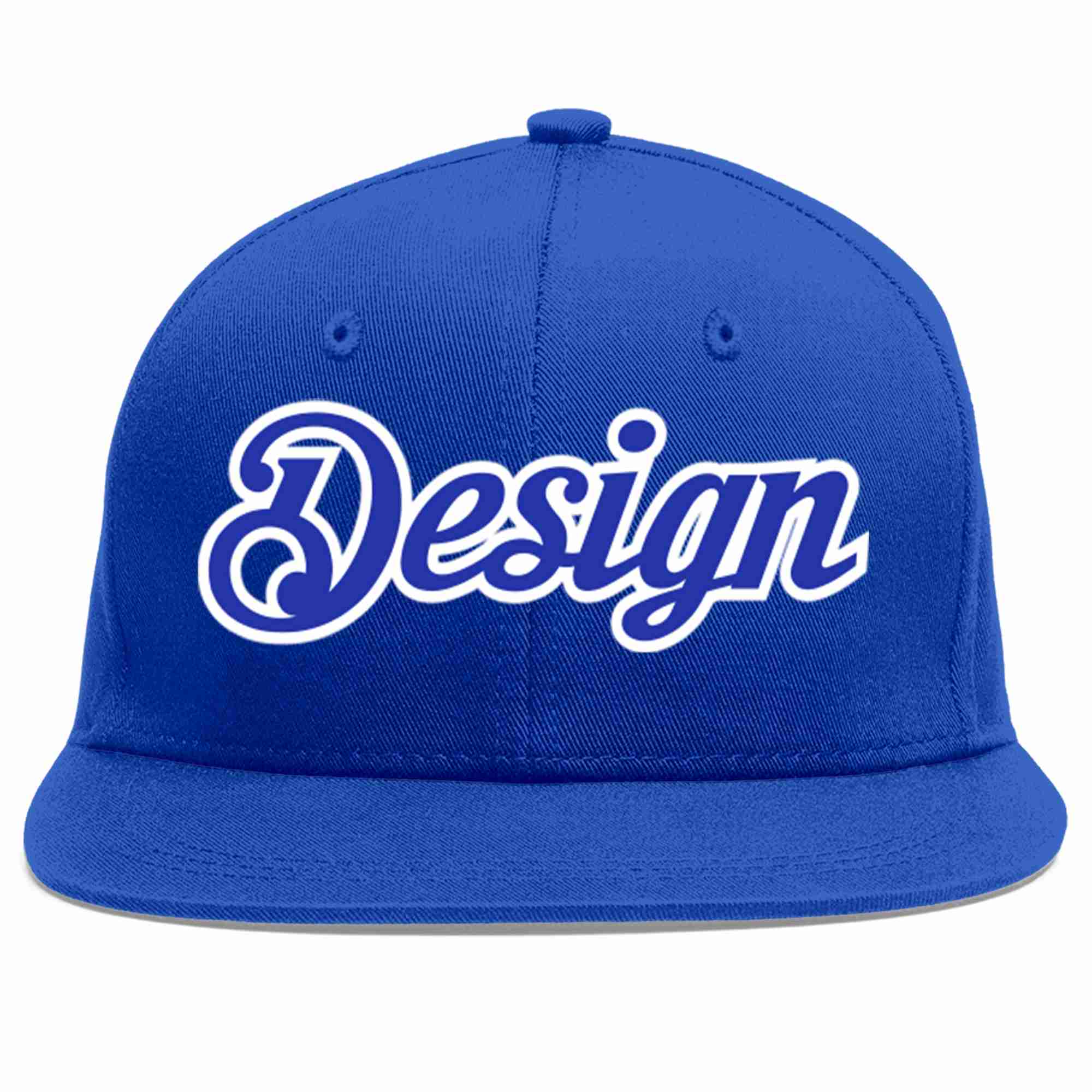 Casquette de baseball personnalisée Royal Royal-White Flat Eaves Sport pour hommes/femmes/jeunes