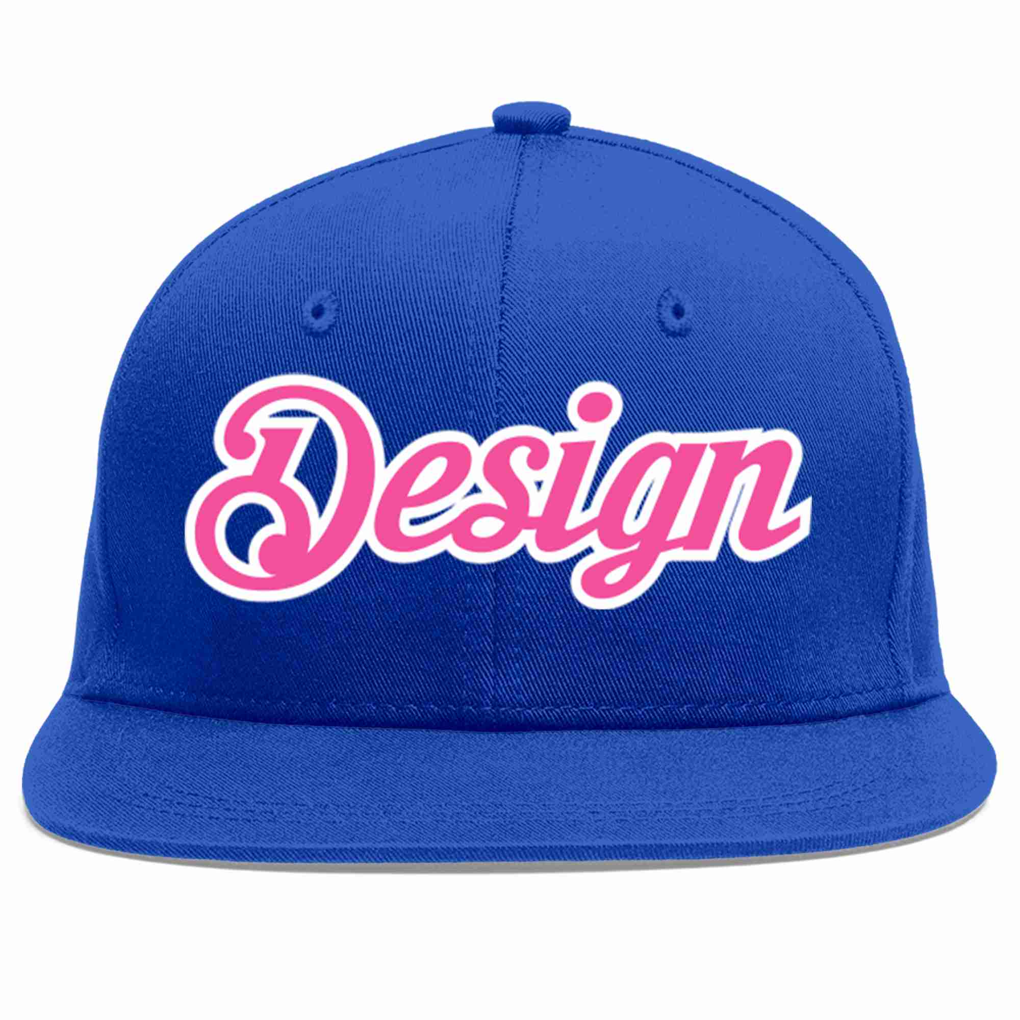 Conception personnalisée de casquette de baseball de sport à avant-toit plat rose-blanc royal pour hommes/femmes/jeunes