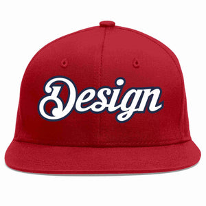 Conception personnalisée de casquette de baseball de sport à avant-toit plat rouge blanc-marine pour hommes/femmes/jeunes