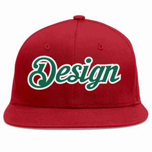 Conception personnalisée de casquette de baseball de sport à avant-toit plat rouge Kelly vert-blanc pour hommes/femmes/jeunes