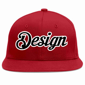 Custom Red Black-White Flat Eaves Sport Baseball Cap Design for Men/Women/Youth