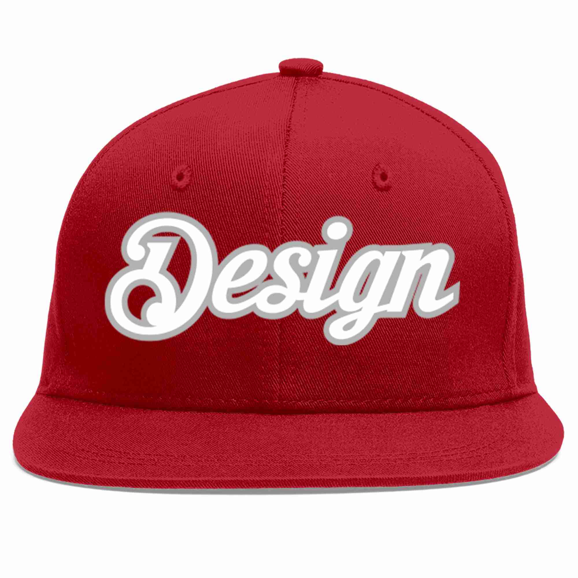 Custom Red White-Gray Flat Eaves Sport Baseball Cap Design for Men/Women/Youth