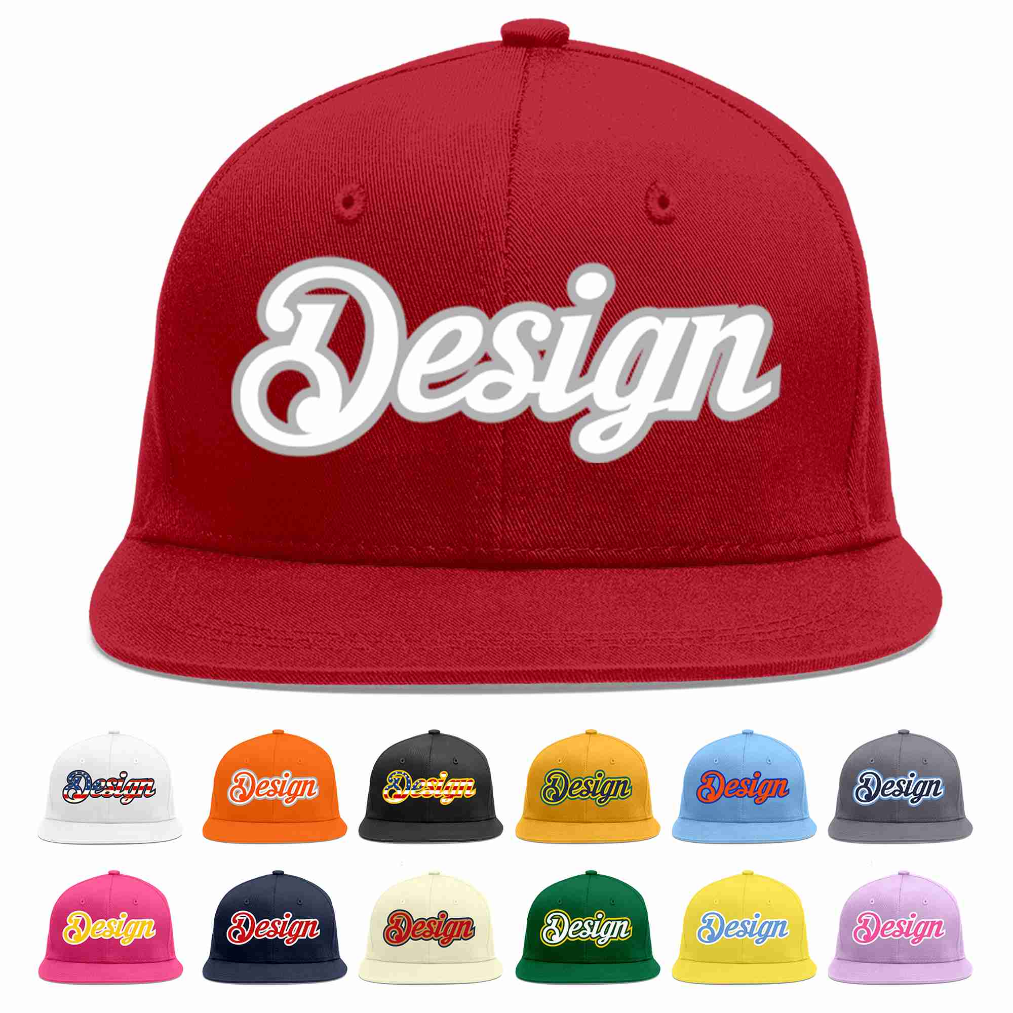 Custom Red White-Gray Flat Eaves Sport Baseball Cap Design for Men/Women/Youth