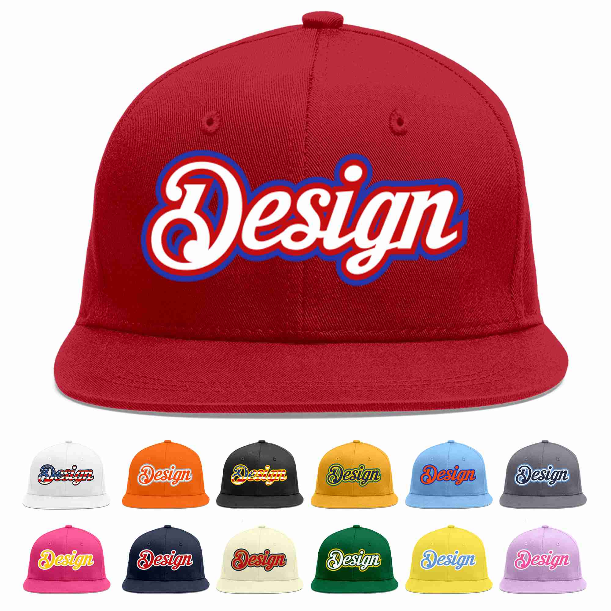 Custom Red White-Red Flat Eaves Sport Baseball Cap Design for Men/Women/Youth