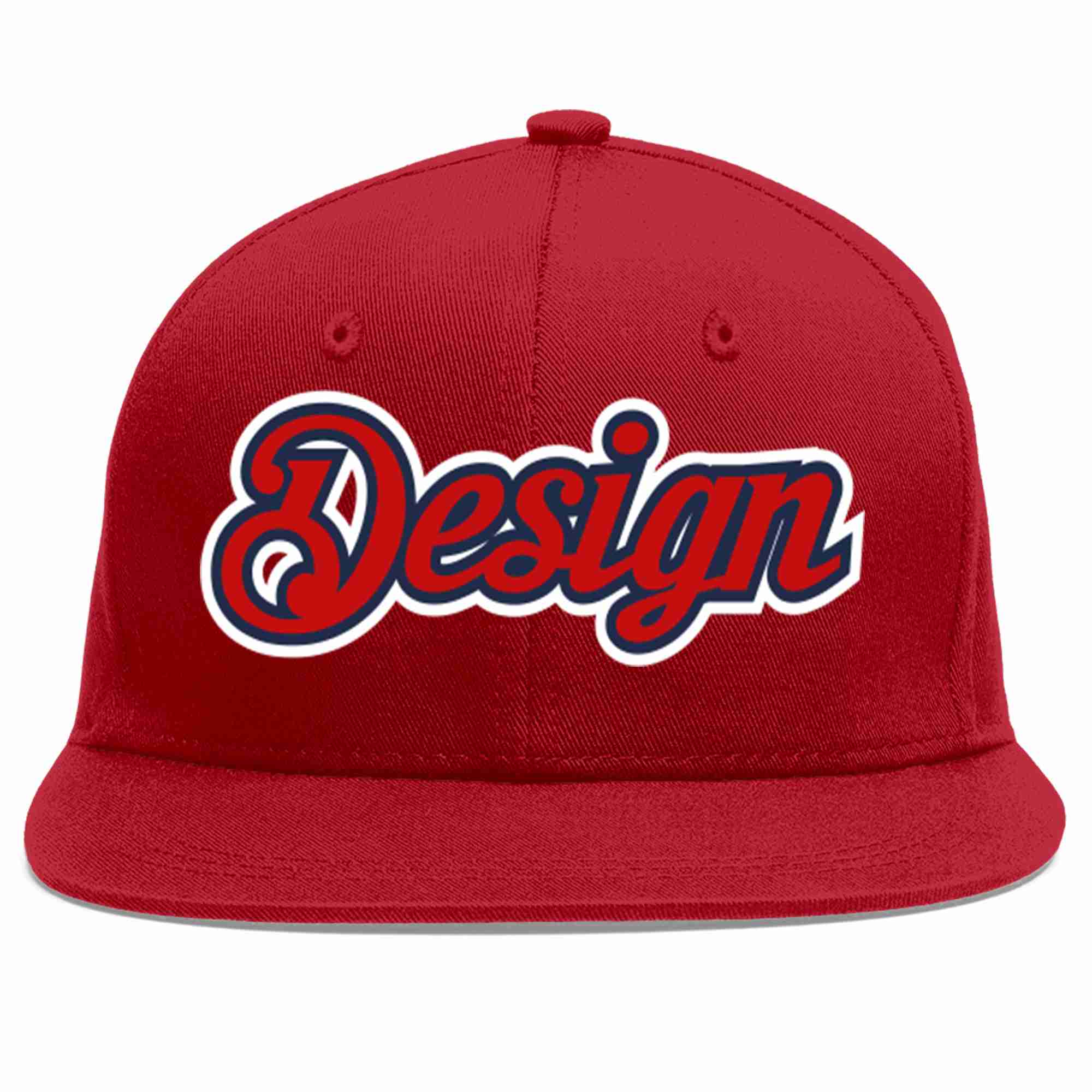 Custom Red Red-Navy Flat Eaves Sport Baseball Cap Design for Men/Women/Youth